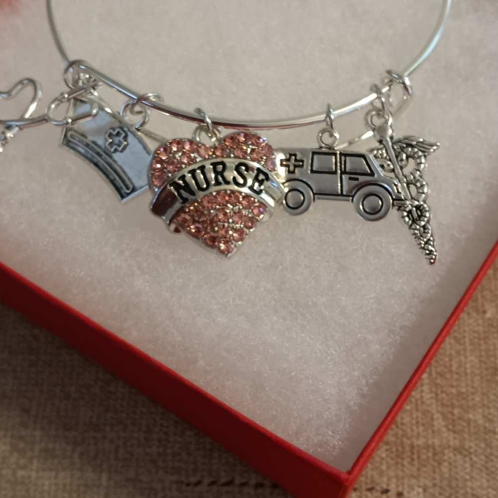 Pink nurse charm bracelet